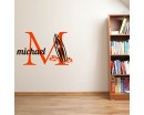 Surfboard Monogram Wall Decal - Beach Surf Wall Decals - Hawaiian Waves Initial and Name
